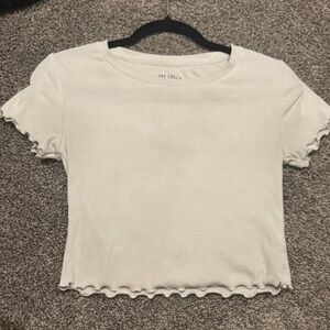 Cream Ruffle Hem Women's Top